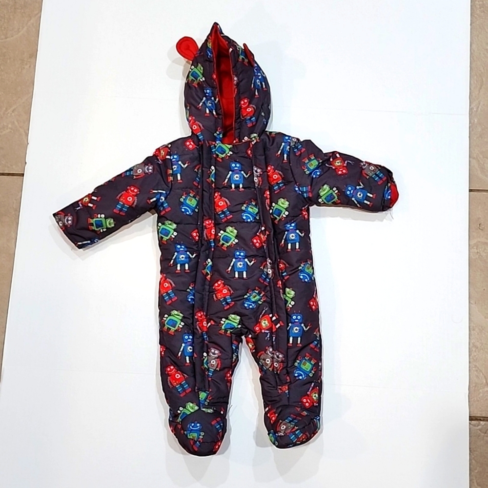 Wippette Kids Robot Print Baby Snowsuit Fleece Lined Bunting 9M WB676031